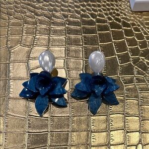 Elegant Blue and White Floral Earrings
